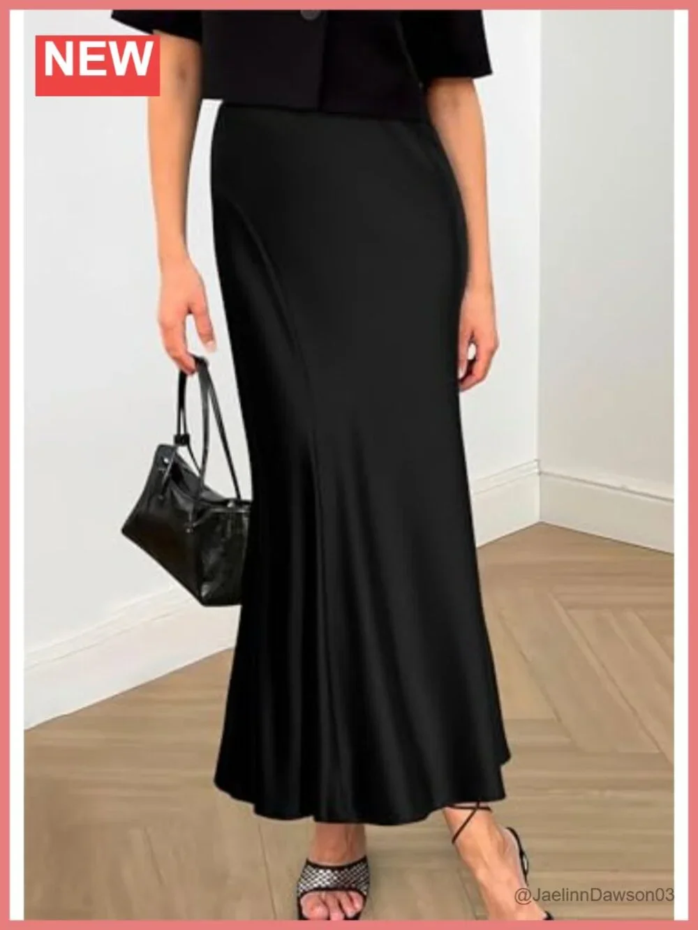 Women's High Waisted Satin Maxi Skirt 2026 A-Line Elastic Waist